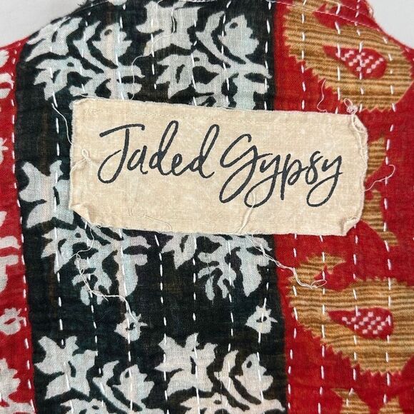 Jaded Gypsy Kantha Kimono OS  Frayed Edges Boho Festival Cottage Artsy Rustic - Picture 10 of 16